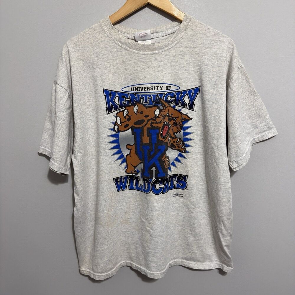 Vintage Kentucky Wildcats Shirt Mens Large White NCAA Basketball Made USA 90s